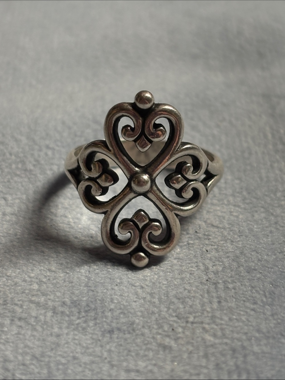 James Avery Adorned Hearts ring 4 scrolled hearts, sterling silver, size 10